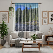 Mountain View Window Curtain, Evergreen Forest Curtains, Nature Inspired Window Decor, Scenic Landscape Drapes, Mountain Range Home Decor