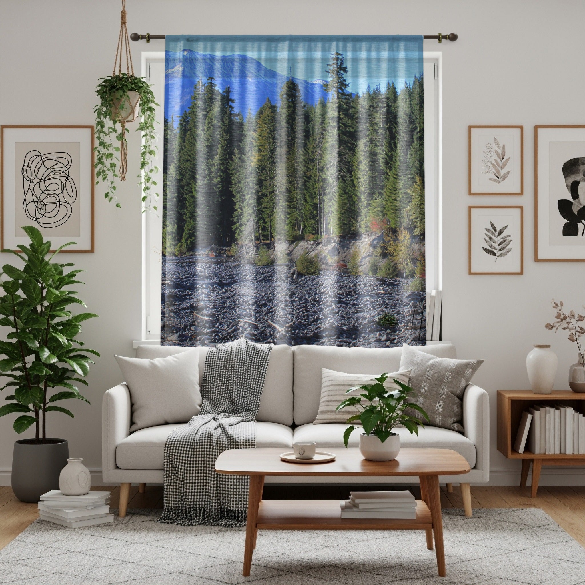 Mountain View Window Curtain, Evergreen Forest Curtains, Nature Inspired Window Decor, Scenic Landscape Drapes, Mountain Range Home Decor
