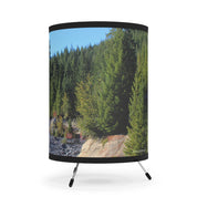Scenic Forest Scene with Rocky Shore Lamp Product