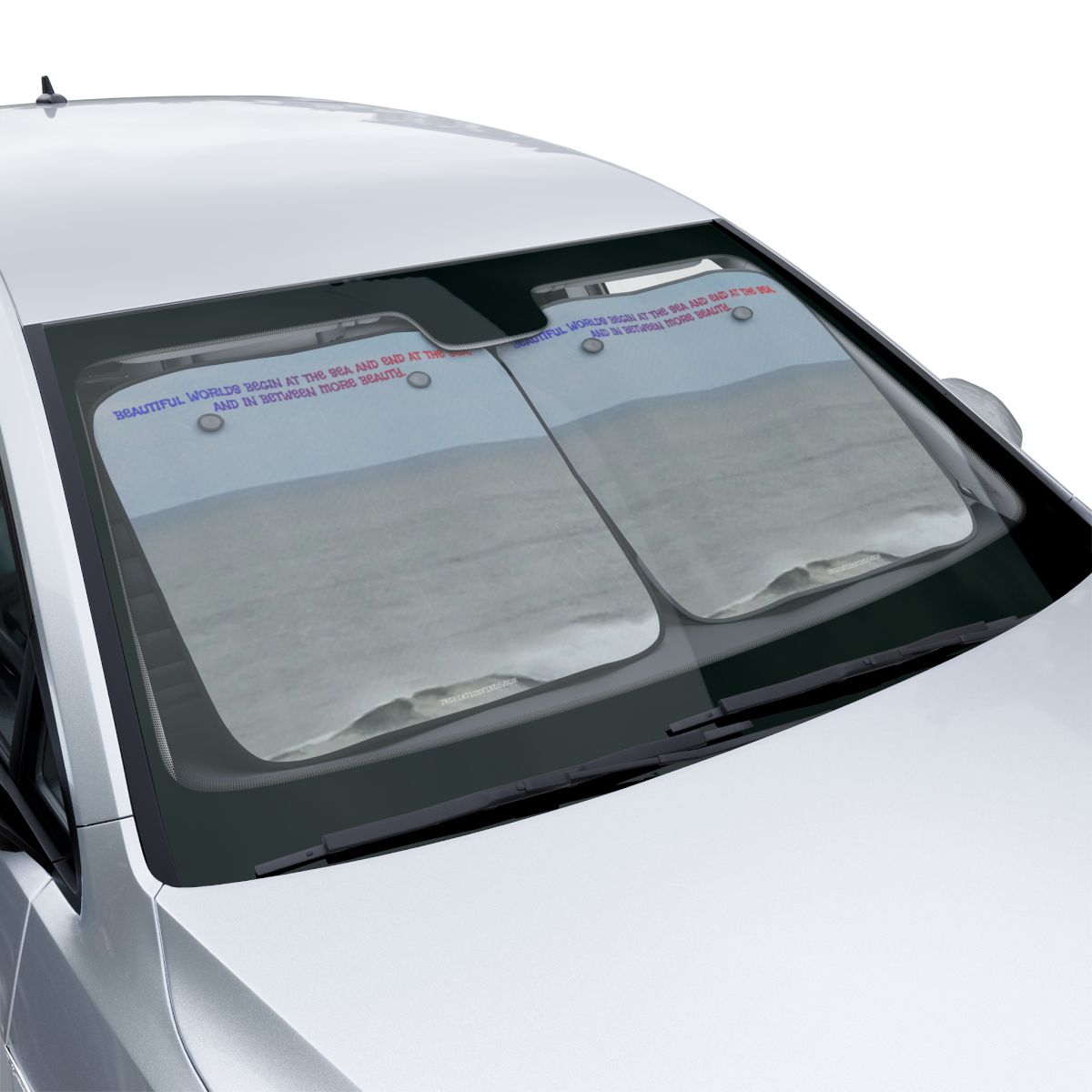 Beautiful Worlds Begin at the Sea Car Sunshade