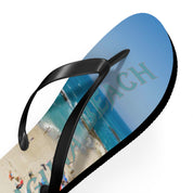 Flip-flops with a beach scene and "Amalfi Beach" text.