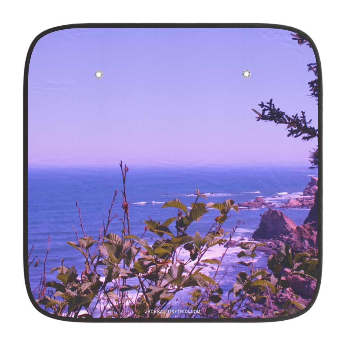 Stunning Coastal View with Foliage Car Sunshade