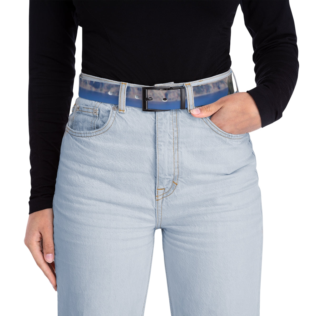 Stylish Blue Pattern Belt for Women's Fashion Accessory
