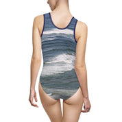 Ocean Waves Print One-Piece Swimsuit for Women