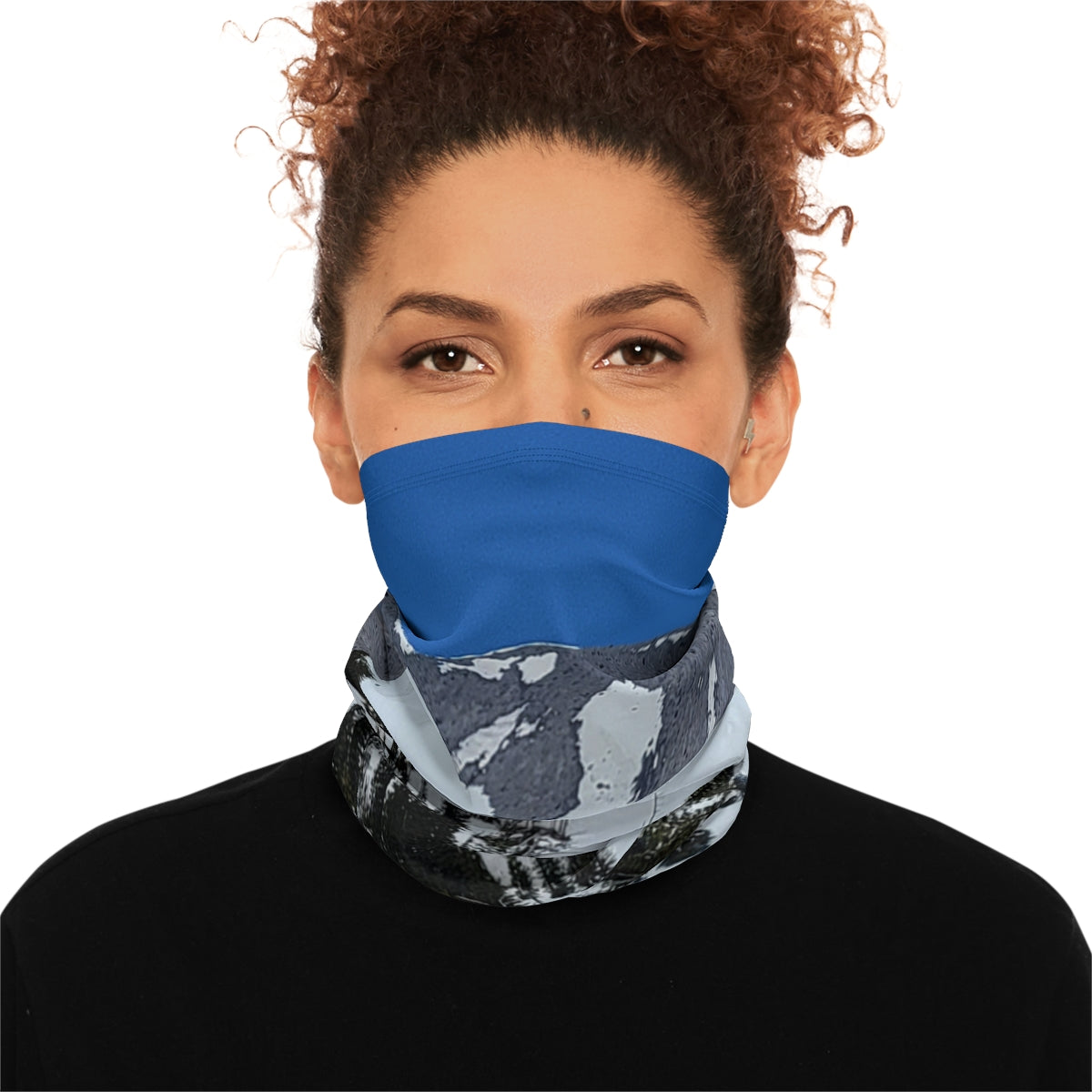 Versatile Blue and Black Patterned Neck Gaiter
