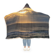 Warm Sunset Over Ocean Waves Printed Hooded Blanket