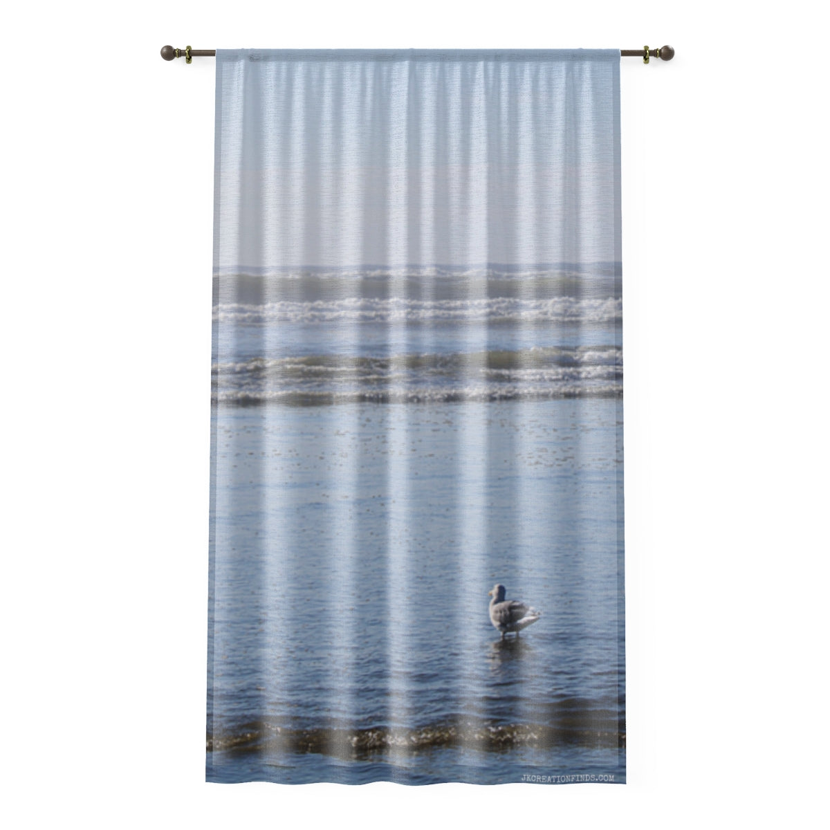 Ocean View Window Curtain, Coastal Living Room Decor, Seagull Beach Scene, Relaxing Beach Theme, Nautical Decor, Sea Waves Art