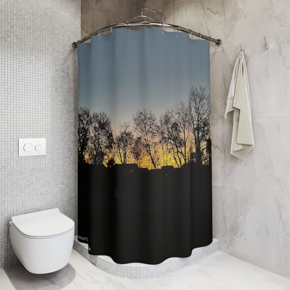Breathtaking Sunset Silhouette Shower Curtain for Bathroom