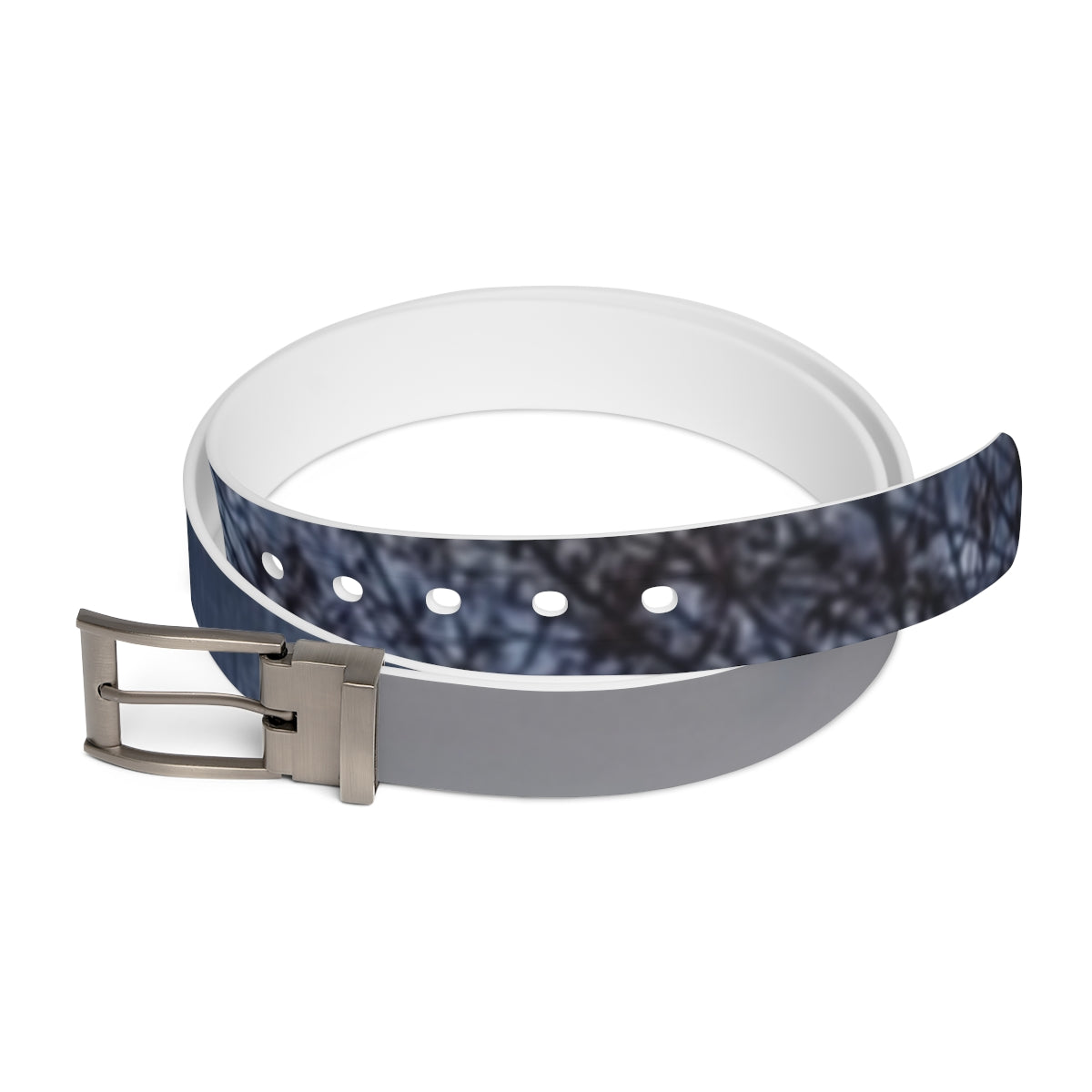 Stylish White Belt with Dark Abstract Design Belt