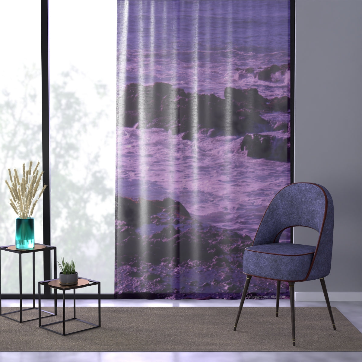 Purple Ocean Waves Curtain for Decorative Home Use