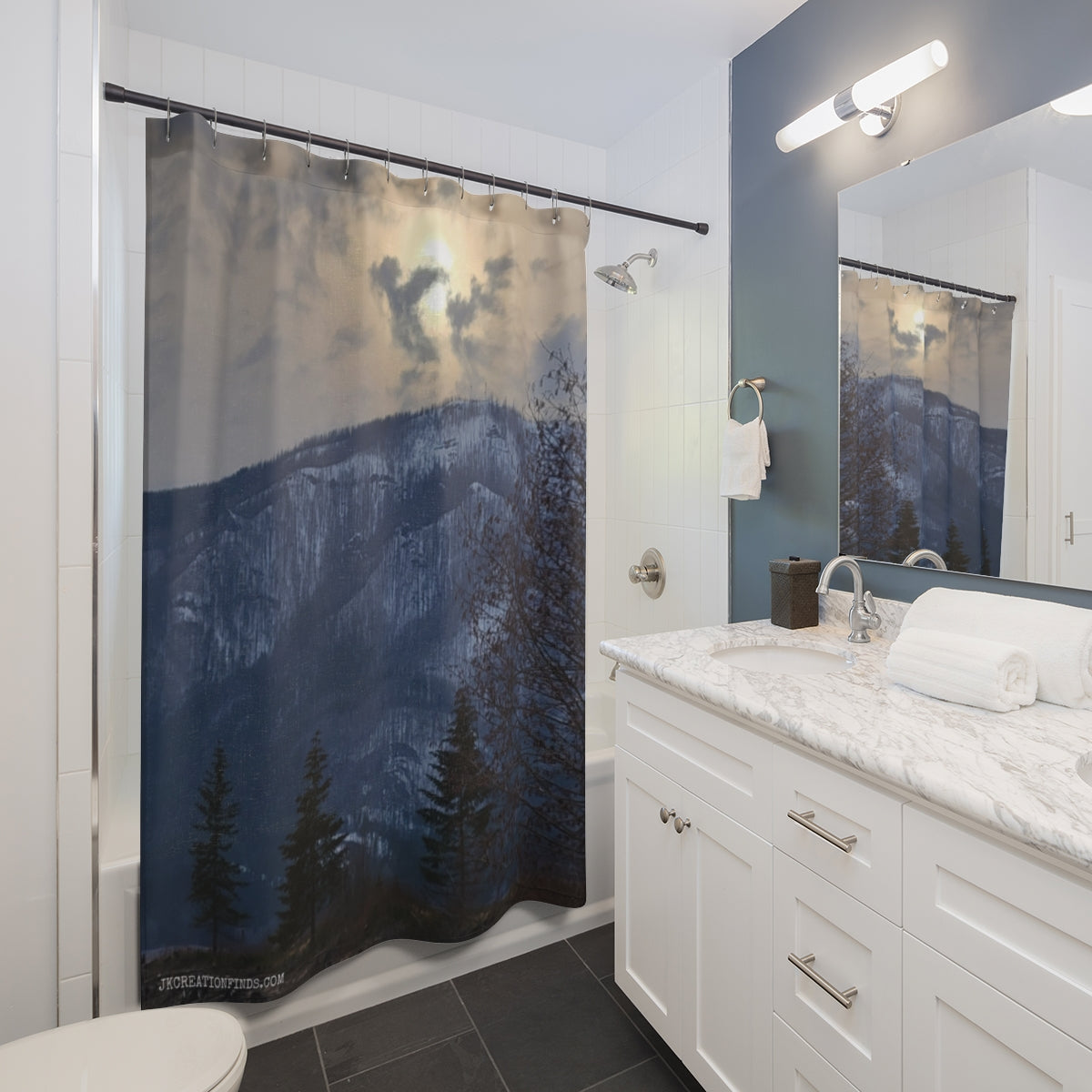 Mountain Landscape Bathroom Shower Curtain Decor