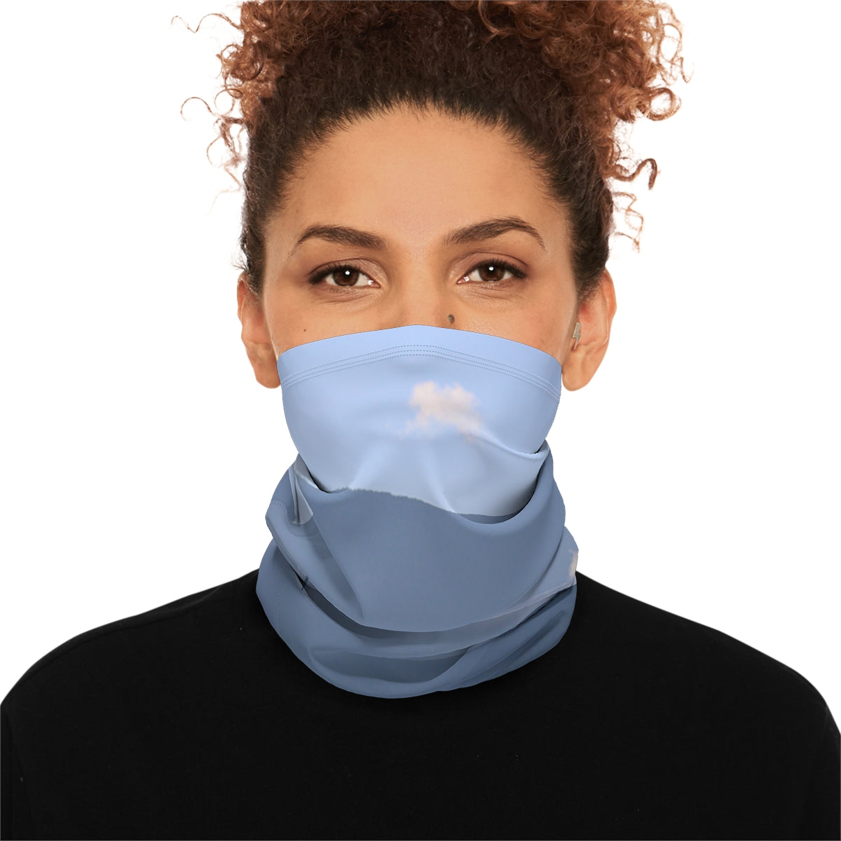 Light Blue Face Covering with White Cloud Design