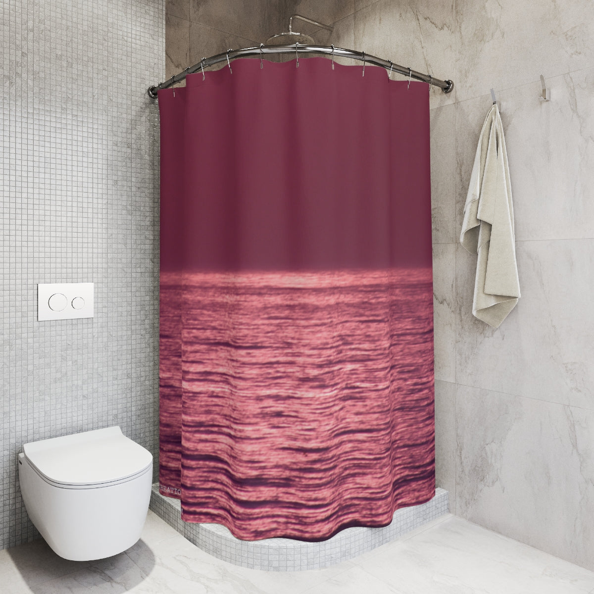 Oceanic Sunset Design Shower Curtain for Elegant Bathrooms