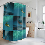 Sea Turtle Bathroom Decor with Underwater Theme Curtain