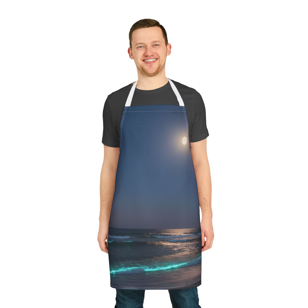 Stunning Moonlit Ocean Scene on Night Apron