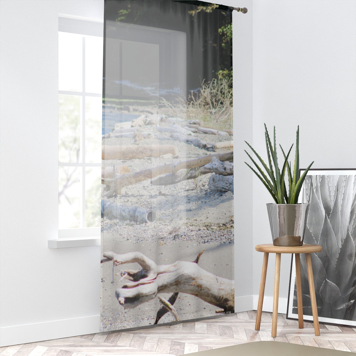 Beachcombing Window Curtain, Driftwood Beach Decor, Coastal Home, Nature Inspired, Ocean View, Serene Beach, Window Covering, Nautical