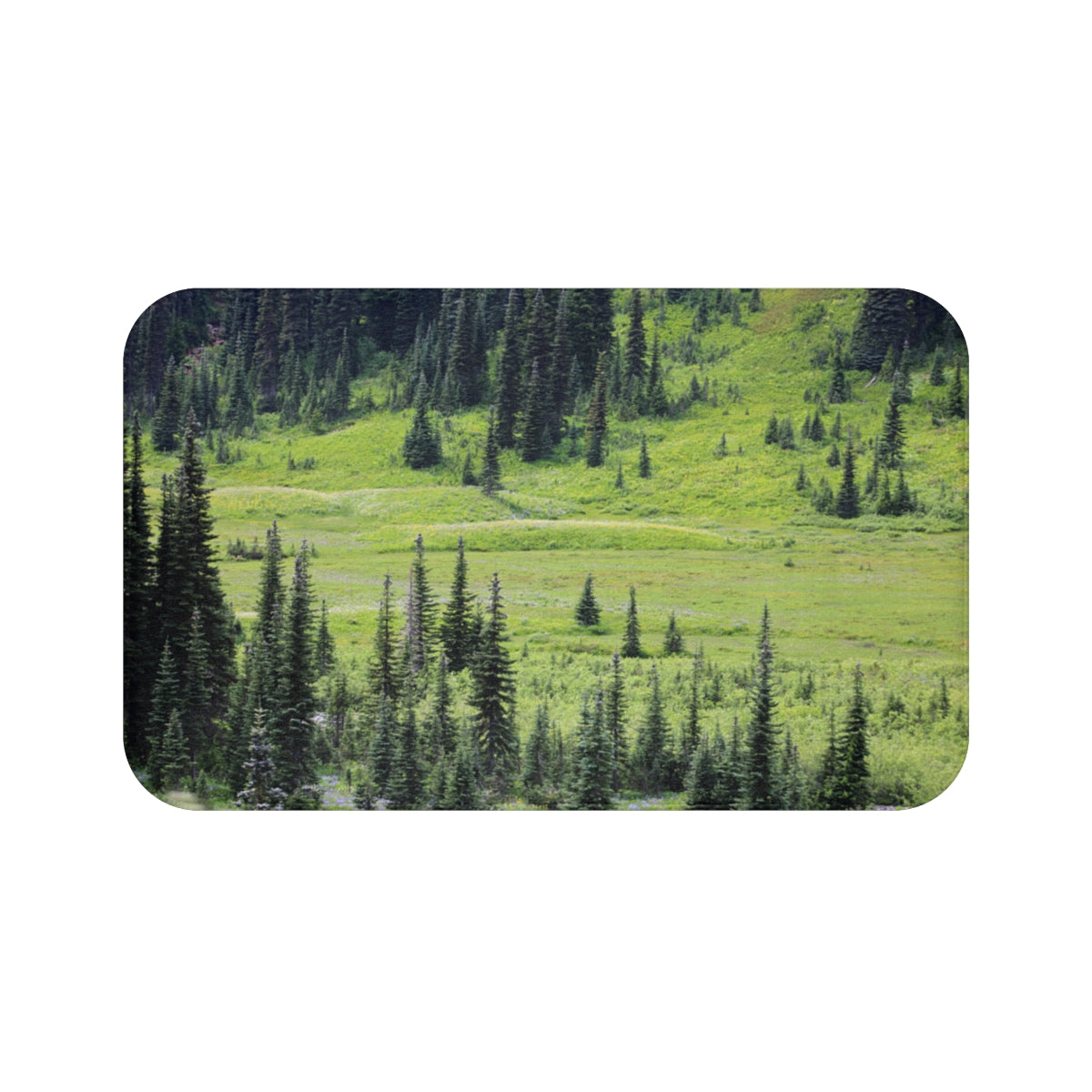Lush Green Forest Print Rectangular Bath Mat