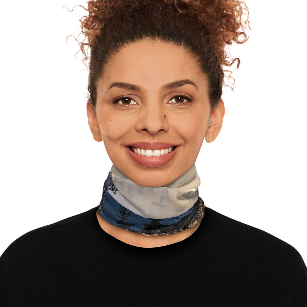Scenic Mountain and Forest Print Neck Gaiter Product