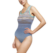 Ocean Waves Patterned One Piece Swimsuit
