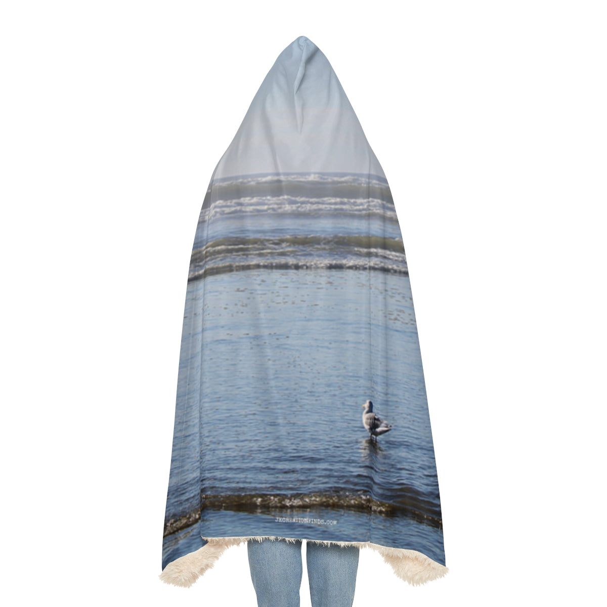 Coastal Beach Scene Hooded Blanket Unique Print