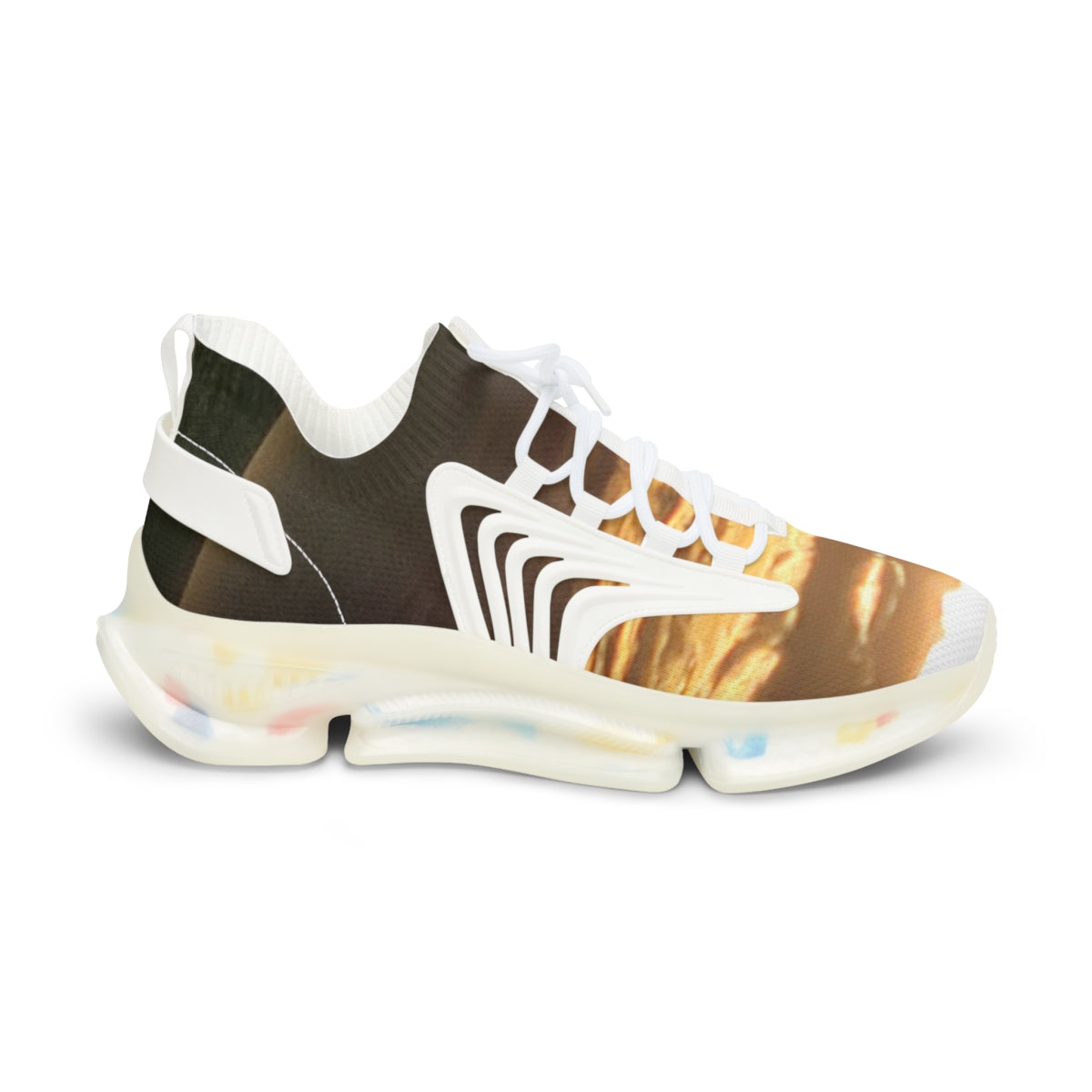 Stylish White and Brown Athletic Sneakers Comfortable