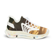 Stylish White and Brown Athletic Sneakers Comfortable