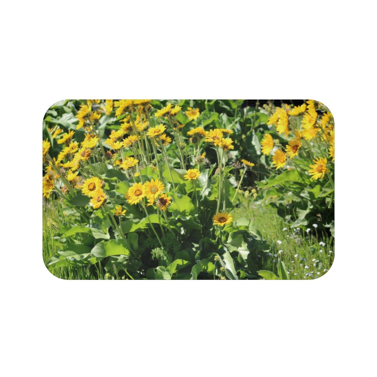 Bright Yellow Sunflower Field Scene Bath Mat