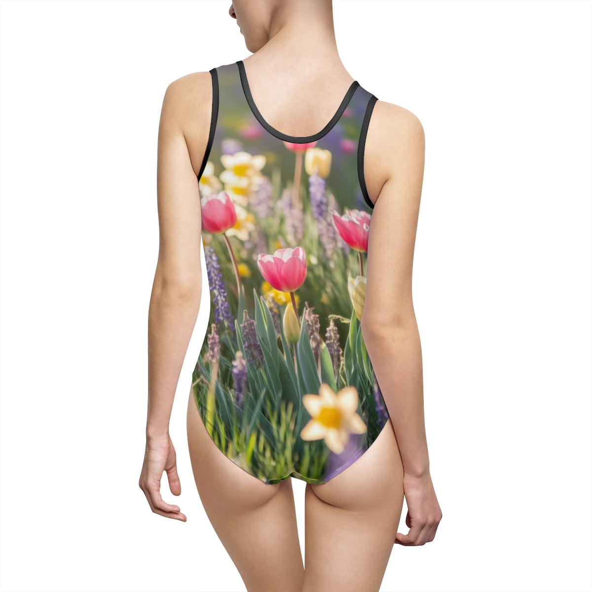 Colorful Spring Garden Print Women's Swimsuit Swimwear
