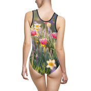 Colorful Spring Garden Print Women's Swimsuit Swimwear