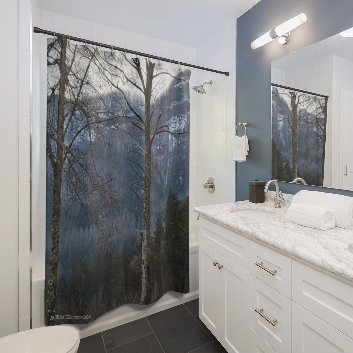 Scenic Forest Mountain View Shower Curtain for Bathroom