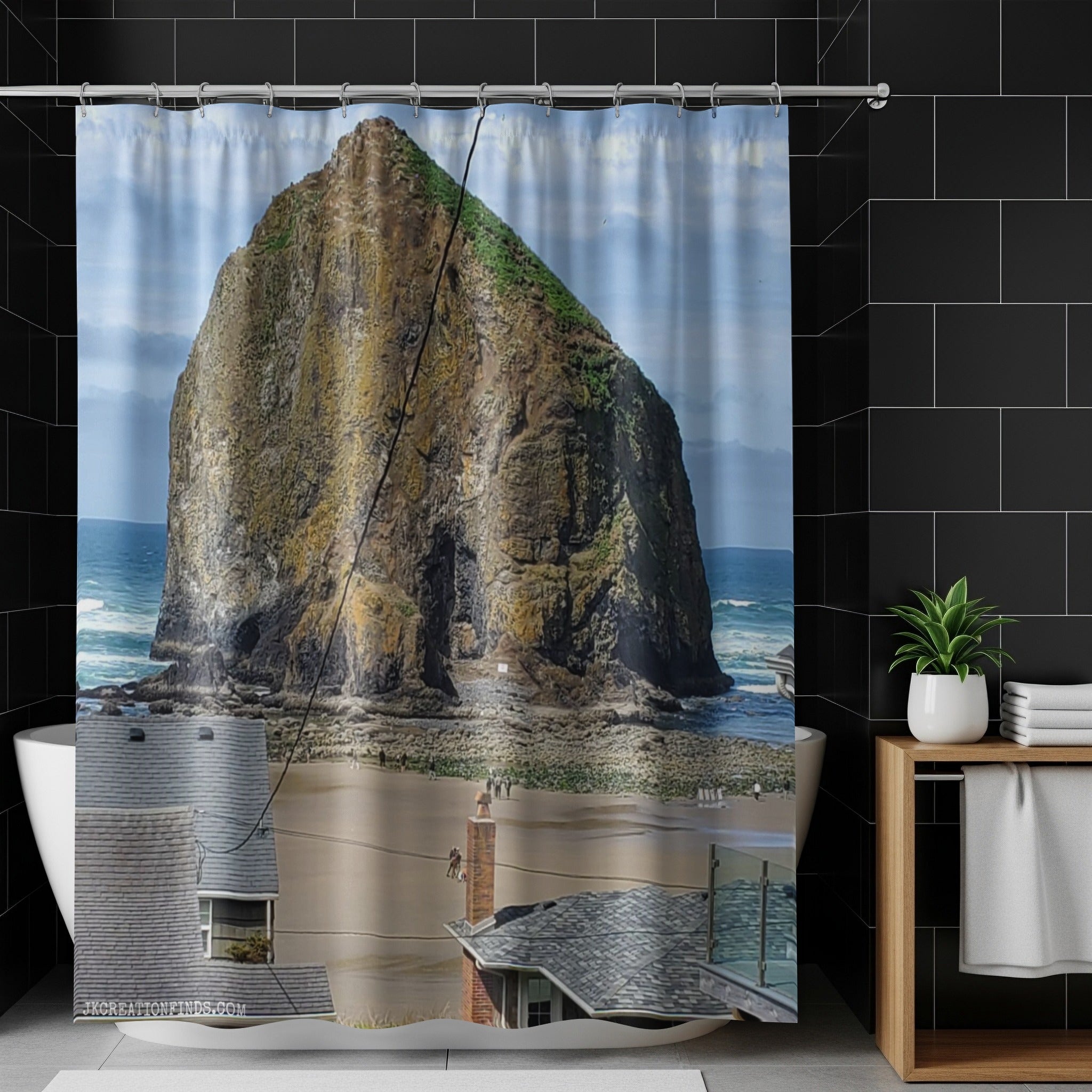 Scenic Coastal Rock Beach View Shower Curtain