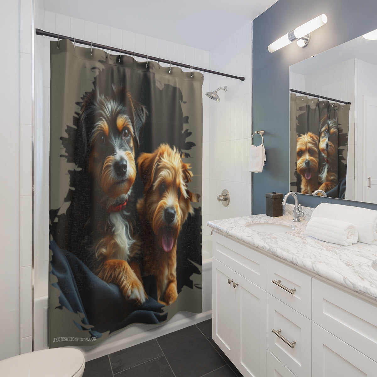 Adorable Dogs Design Curtain for Bathroom Decor Shower Curtain