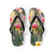 Flip-flops with pink tulips and yellow daffodils pattern.