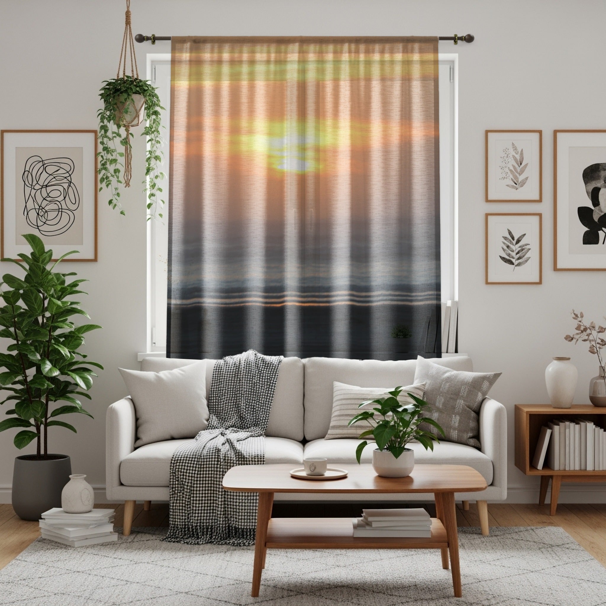 Stunning Sunset Design Drapes for Modern Living Room