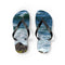 Flip-flops with an ocean wave and rock pattern.