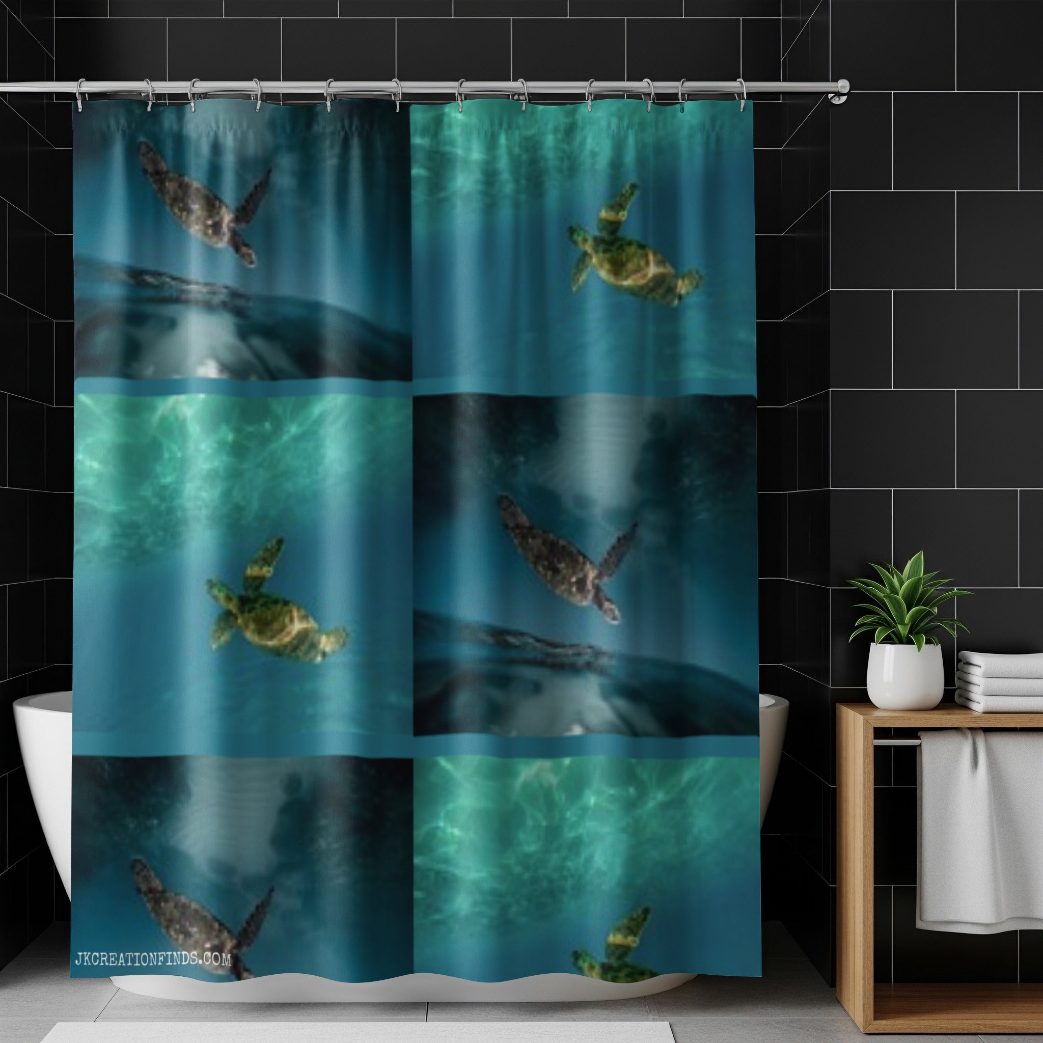 Sea Turtle Ocean Scene Shower Curtain for Bathroom Decor