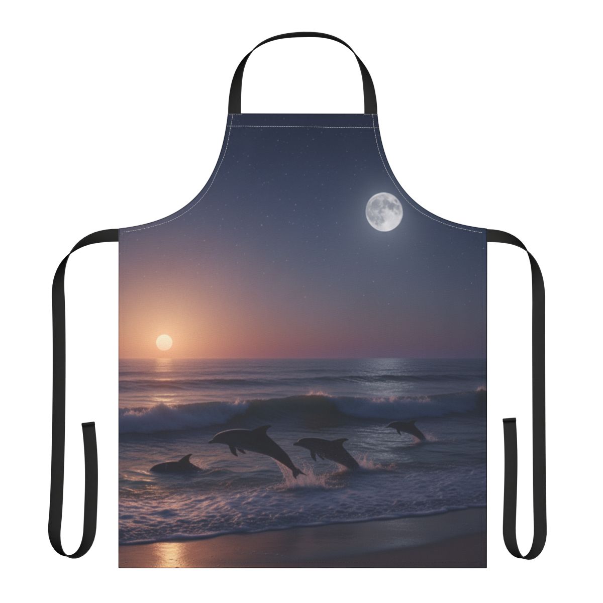 Sunset and Moonlight Dolphins Ocean Scene Apron