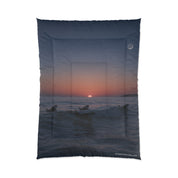 Sunset Ocean Scene with Sharks Blanket