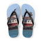 Flip-flops with a lighthouse and ocean scene.