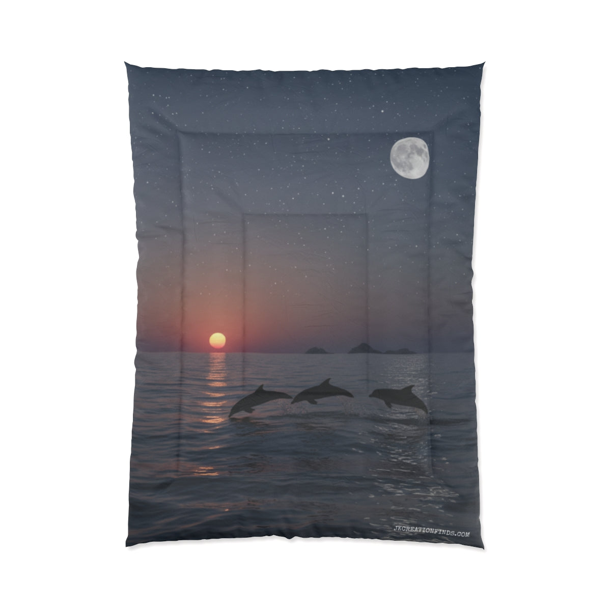 Beautiful Ocean Sunset with Dolphins scene blanket