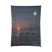 Beautiful Ocean Sunset with Dolphins scene blanket