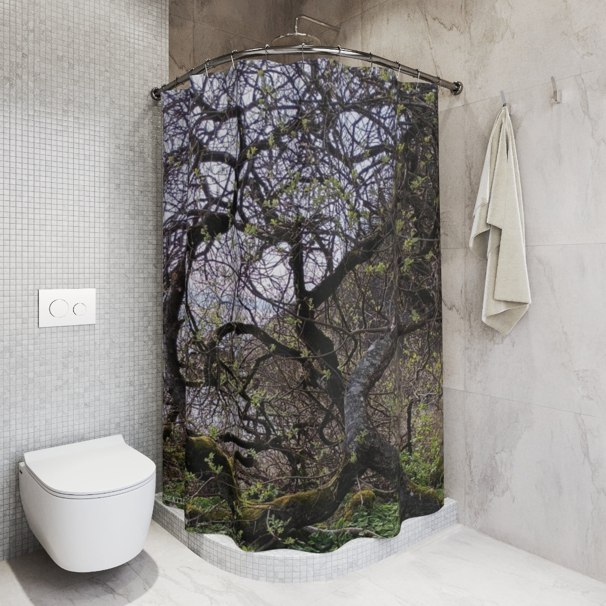 Enchanting Forest Scene Bathroom Shower Curtain