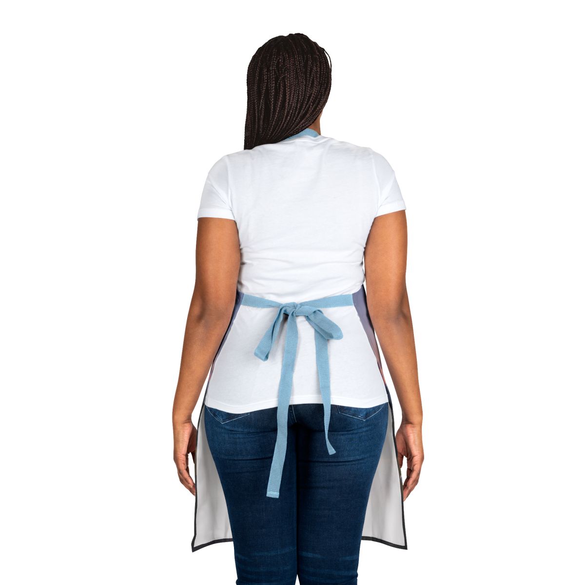 Stylish Blue and White Tie-Back Women's Apron