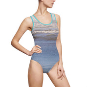Ocean Waves Print One-Piece Swimsuit Beachwear