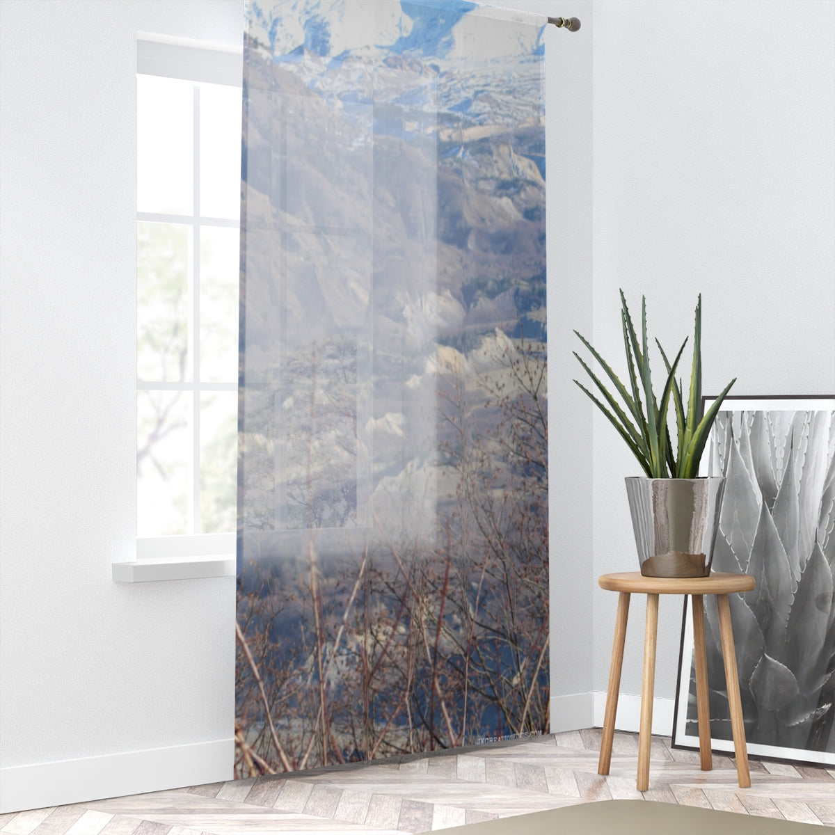 Mountain View Window Curtain, Snowy Peaks Curtains, Nature Scene Drapes, Scenic Landscape Window Treatment, Home Decor Curtains
