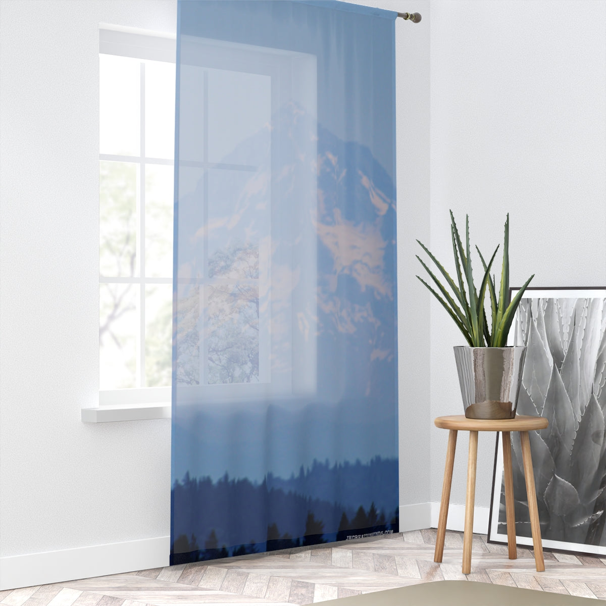 Mountainous Landscape Design Window Curtain Drapery