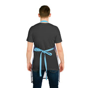 Black T-Shirt Back View with Blue Apron Straps Design