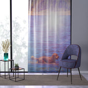 Dog Swimming in Lake Printed Curtain Decor