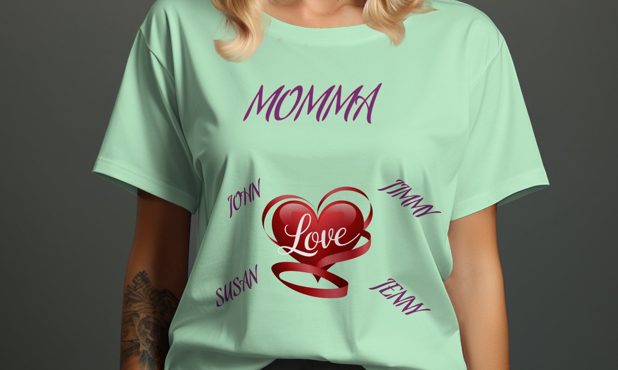 Personalized Momma Heart Love Graphic Shirt product