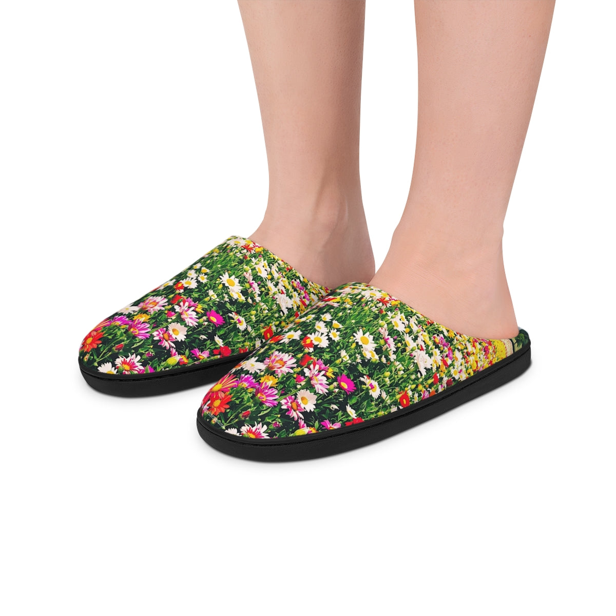 Colorful Floral Design Slip-On Shoes for Indoor Use